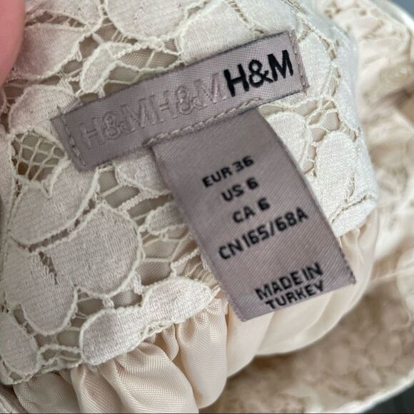 [S] Creme Beige Floral Lace Pattern Hi Waisted Aline Skirt | Forever 21 | Women - Picture 8 of 11